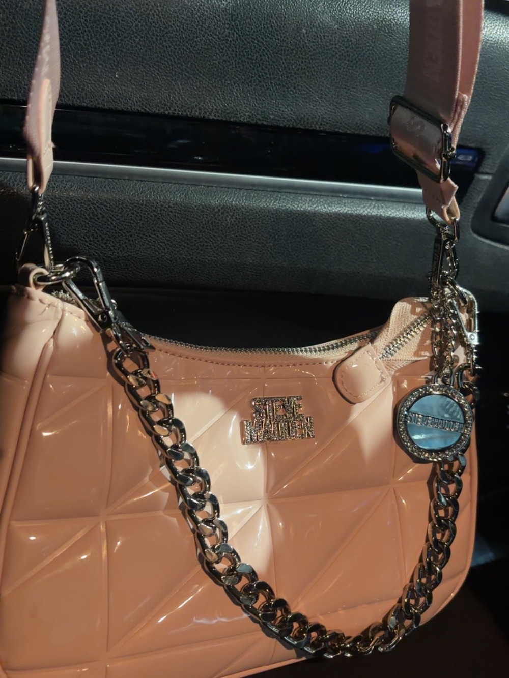Steve Madden Blush Pink Quilted Crossbody with Heart Pouch